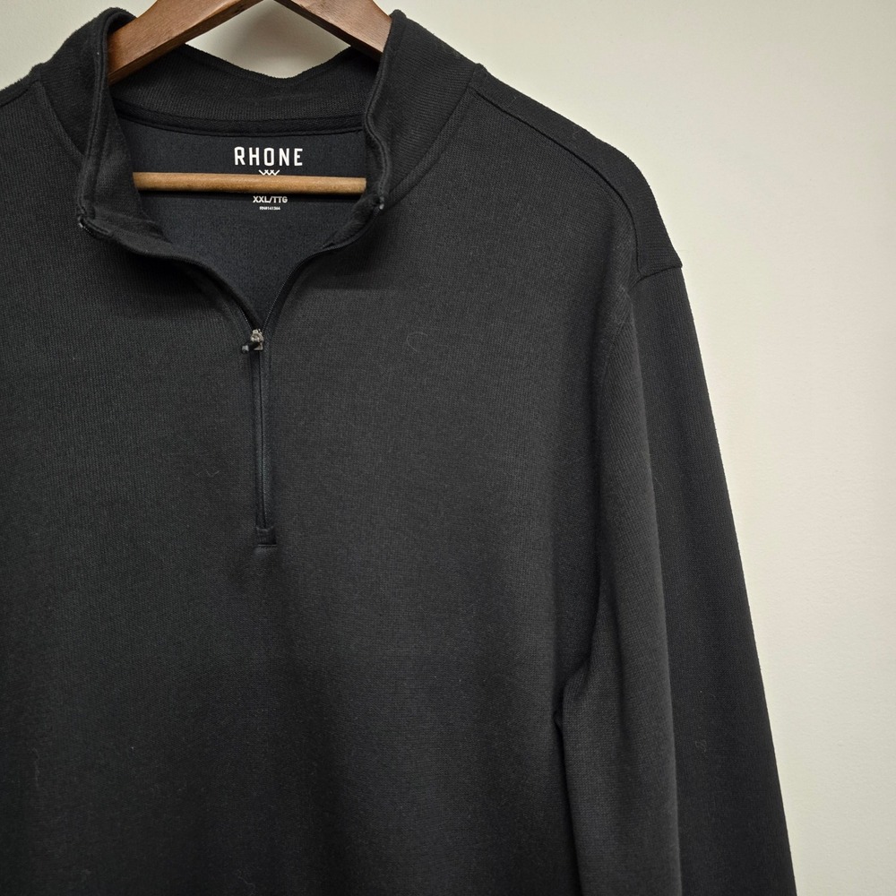 Rhone Commuter 1/4 Zip Pullover Mens XXL Black Performance Knit Minimalist - Picture 3 of 11
